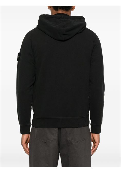 felpa hooded zip cotton fleece uomo nera STONE ISLAND | K2S15 6100067 S0A20V0029